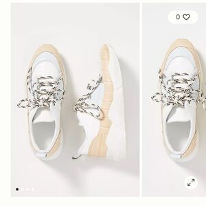 FRĒDA Salvador Women's White and Tan Mikey Leather Sneakers